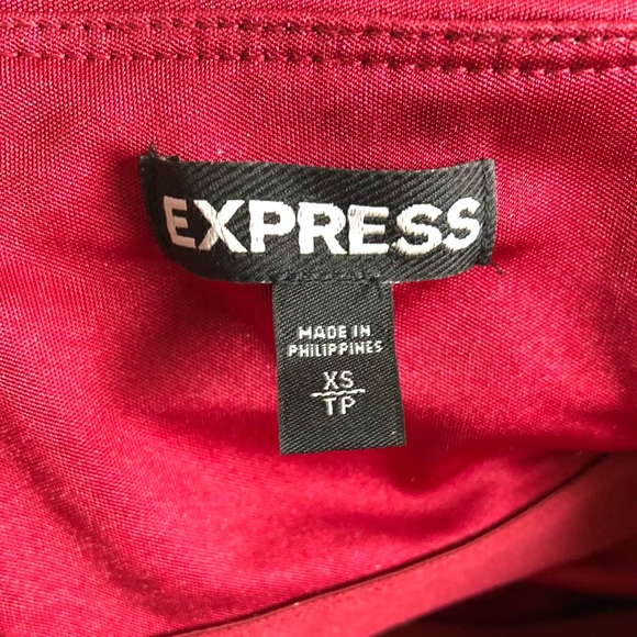 {Express} Red Strapless Ruched Shell Top - Picture 2 of 3